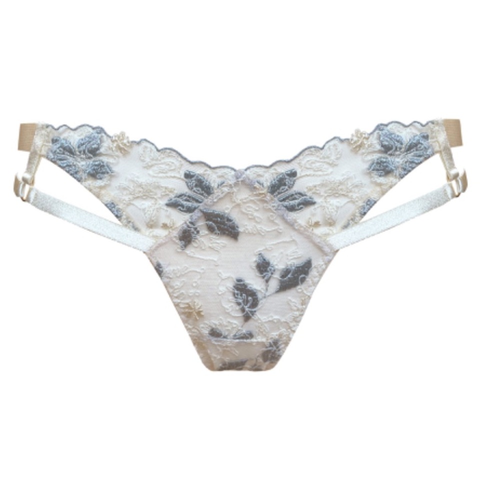 Bordelle Vita Peep Brief Cream M NWT Adjustable 24k gold plated Glow in the dark - Picture 5 of 5